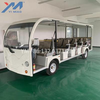 China White Color Electric Tourist Shuttle Car 23 Seat San Chuan Wooden Open Type Sightseeing Bus for sale