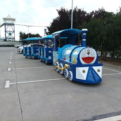 China Mall Wooden Tourist Battery Powered Trackless Train For Sale Doraemon Type 27 Seats for sale