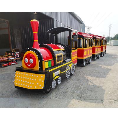 China New Design Wooden Thomas Face 24 Seats Trackless Toy Train Outdoor Electric Fairground for sale