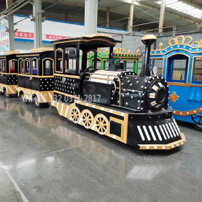 China Wood Direct Use Black Yellow City Wood Direct Use Capacity 24 Seats Electric Power CE Certification CE Star Factory Trackless Train for sale