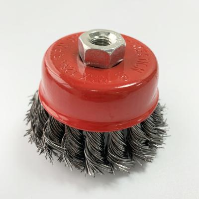 China Cleaning IMPA 510785 3 Inch Threaded Cup Nut Knot Type Steel Wire Cup Brush for sale