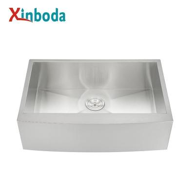 China Without Faucet 10% OFF Front Sink 304 Stainless Steel Apron Bowl American Handmade High End Sink Handmade Single Kitchen Sink for sale