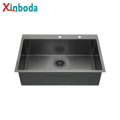 China Without Faucet Black Undermount 304 Stainless Steel Corner Bowl Square Multifunction Top Selling Nano Single Kitchen Sink for sale