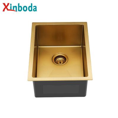 China Without Undermount Faucet Top Quality Gold Handmade 304 Stainless Steel Kitchen Sink With Nano for sale