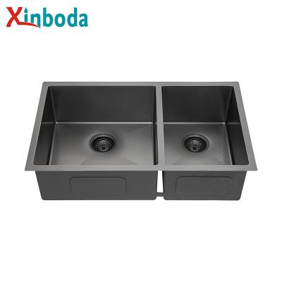 China Without Faucet New Product 304 Stainless Steel Handmade Undermount Kitchen Sink Black Nano Sink for sale