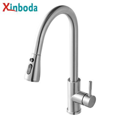 China Low Price Modern Sanitary Ware Long Neck Pull Out 304 Kitchen Mixer Kitchen Sink Faucet for sale