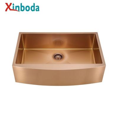 China Apronless Luxury Nano Front Kitchen Sink 16 Gauge Bowl Farmhouse Faucet Good Prices Single Stainless Steel Sinks for sale