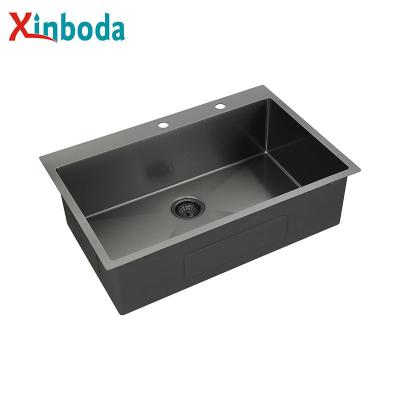 China Without Faucet New Design 16Gauge Farmhouse Sinks Dishwasher Custom Single Bowl Nano Black Color Above Counter Kitchen Sink for sale