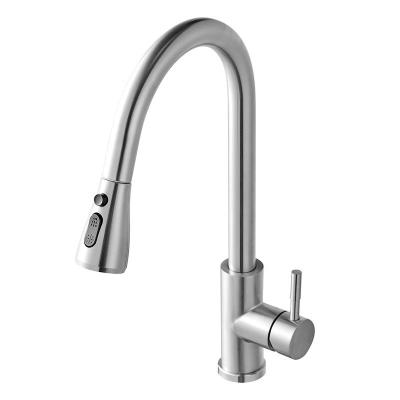 China Modern Wholesale Kitchen Taps Single Lever Mixers 2 Mode Sprayer Pull Down Pull Out Kitchen Faucet for sale