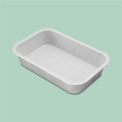 China Smooth Wall Color White Baking Container for Chicken and Hot Dog Airline Aluminum Foil Tray for sale