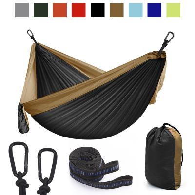 China Durable direct outdoor camping 300*200 color matching nylon double hammock parachute fabric outdoor swing for sale