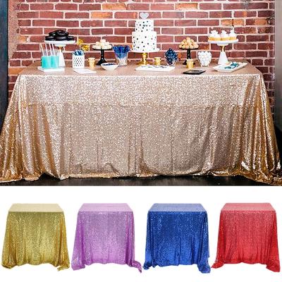 China Rose Gold /Silver Rectangular Table Cover Glitter Waterproof Multicolor Sequin Table Cloth For Wedding Party Home Decoration for sale