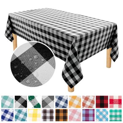 China Waterproof Plaid Navy Linens Navy Kitchen Table Cover Rectangle Polyester Picnic Pastoral Tablecloth For Dining Room Heavy Duty for sale