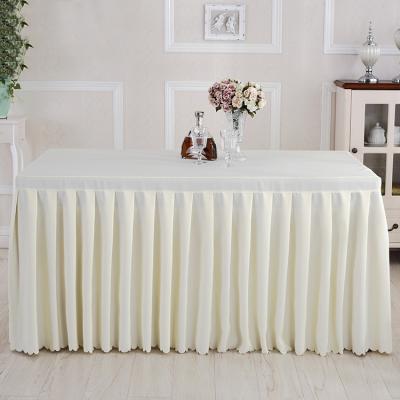 China New Double-Layer Dining Table Cloth Hotel Wedding Banquet Waterproof Rectangular Table Cloth Silk Table Skirt for sale