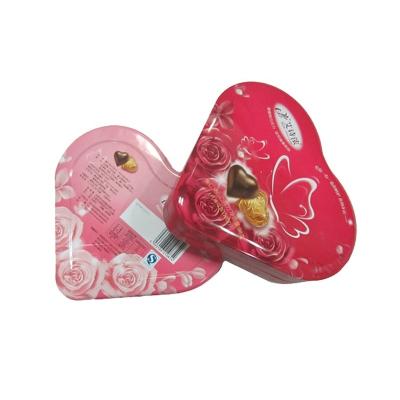 China Small Food Heart Shape Metal Box For Chocolate Packaging for sale