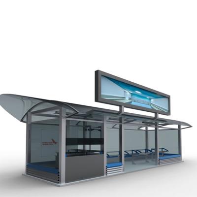 China Outdoor Popular Design Bus Stop Outdoor Metal Air Treatment Shelter With Waiting Bench for sale