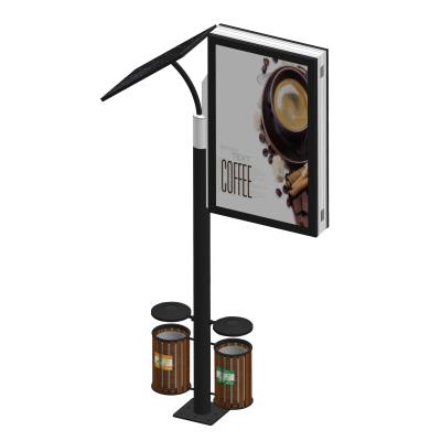 China Outdoor Steel Solar Power Lamp Light Box With Trash Can for sale