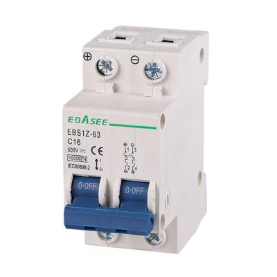 China 2 Pole 500V MCB DC Circuit Breaker For Solar PV System 6KA for sale