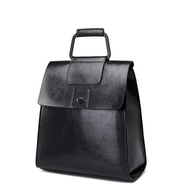 China Others Wholesale black backpack bags for men and women 2023 new fashion women's cowhide backpack oil wax bag new design for sale