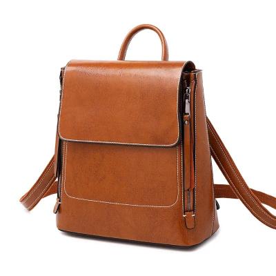 China Others Men's Backpack leather bags women handbags ladies 2023 cowhide fashion new women's oil wax retro bag for sale