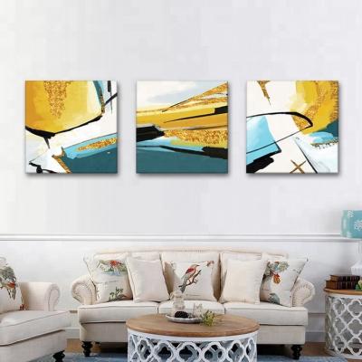 China Vibrant Modern Abstract Canvas 3 Print Art Set With Gold Foil Embishiment Wall Art For Living Room for sale