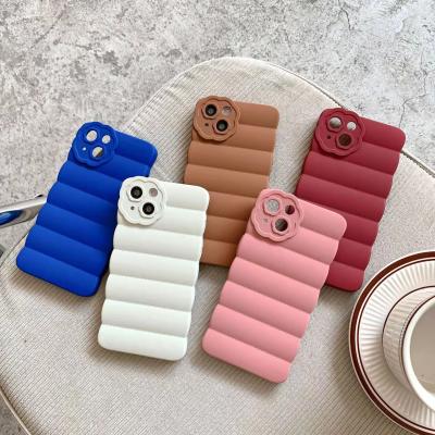 China Shockproof fashion mobile candy online color down jacket design phone case for apple 13 max 12 11 pro xs max xr silicone cover for sale