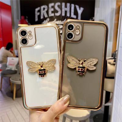 China Girls Diamond Bee Designed 3D Luxury Shockproof Camera Protective Acrylic Tpu Cell Phone Cover Mobile Cases For Iphone for sale