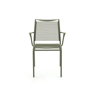 China Modern Aluminum Outdoor Dining Stackable Outdoor Chairs Sets Stackable Outdoor Chairs With Rope Weaving for sale