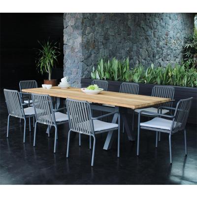 China UV And Water Resistant Teak Outdoor Furniture Garden Dining Set With Chairs for sale