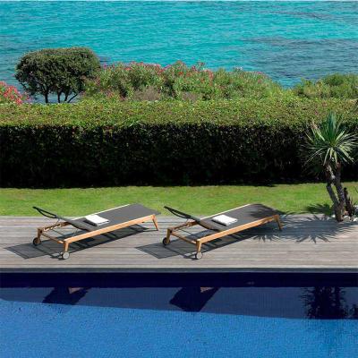 China Contemporary Modern High End Outdoor Garden Furniture Wooden Teak Sun Loungers For Swimming Pool for sale