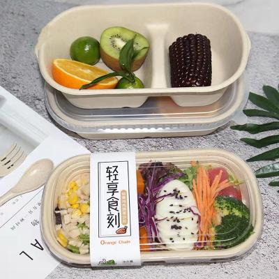 China Compartment Easy To Carry Health Seal Divided Lunch Box With Lid Wheat Straw Salad Fruit Environmentally Friendly Degradable Food Container for sale