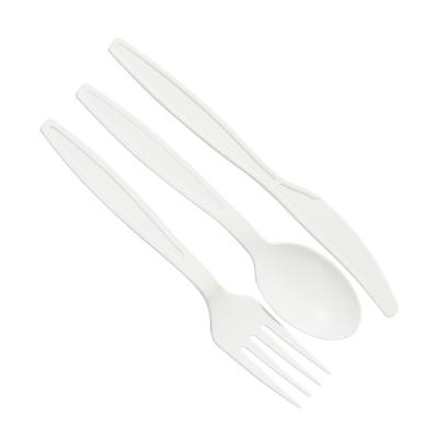 China Cornstarch / Heat Resistant Material / Thickening And Reinforcement Disposable Forks Spoon Knives Set To Customize Biodegradable Disposable Cutlery for sale