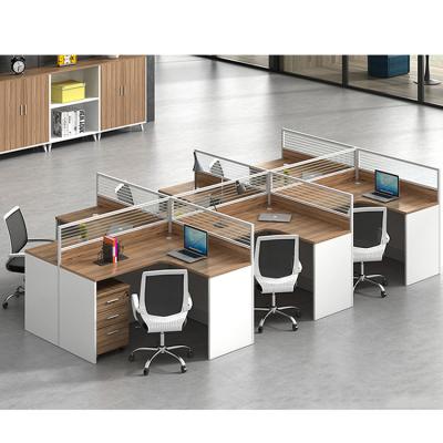 China Modern Four Person Small Office Workstation Studio Workstation Cell Center Office With Wall for sale