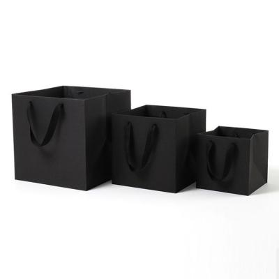 China Handmade Clothing Jewelry Gift Shopping Packing Black Square Paper Jewelry Bags for sale