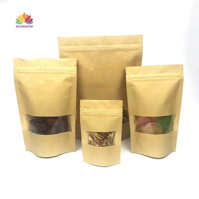 China Recyclable Packaging Chocolate Kraft Stand Up Pouch Paper Bag With Window Smell Proof Bags for sale