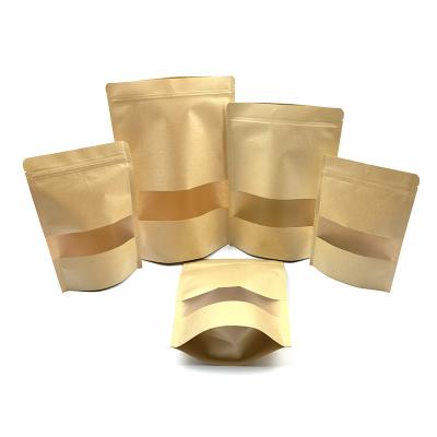 China Recyclable No Printing Plastic Food Packaging Brown Heat Sealable Paper Bag With Window for sale