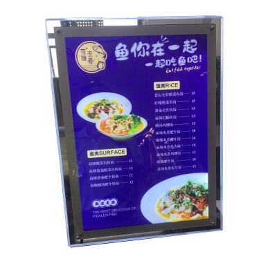 China 40*70cm Cafe Burger Luxury Desktop Panel Easy Change Pictures Advertising Poster Display Slim Crystal Lightbox for sale