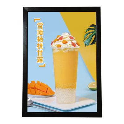 China Full Body A2 Size Luminous Aluminum Frame Light Box Super Thin Led Advertising Tandem Hanging Ultra Thin Light Boxes For Menu Display for sale