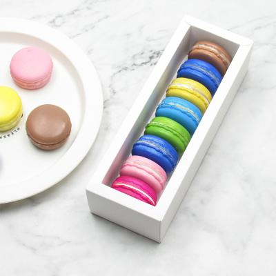 China Recyclable Luxury White Macarons Dessert Display Kraft Paper Packaging Box With Transparent Clear Window Lid for sale