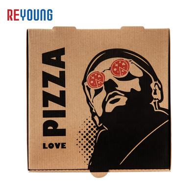 China REYOUNG Biodegradable Custom Kraft Killer Corrugated Rectangle Cardboard 12 14 Inch Pizza Packaging Box for sale