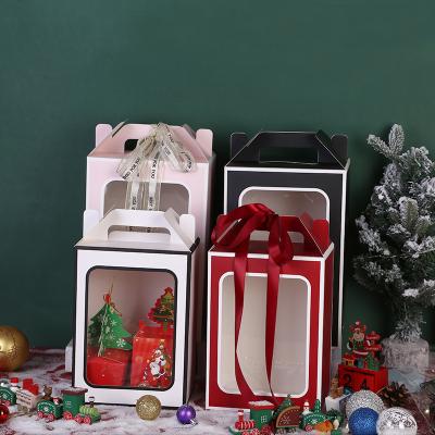 China Recycled Materials Kraft Paper Gift Bag Boutique Santa Shopping Merry Christmas Packaging Paper Bags With Handle for sale