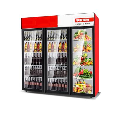 China Custom Supermarket Built In Door Glass Beverage Cooler Fridge for sale