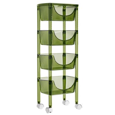 China 4 Layers Sustainable Shelves For Living Room Bathroom Shelf With 4 Hooks Multifunctional Home Storage for sale