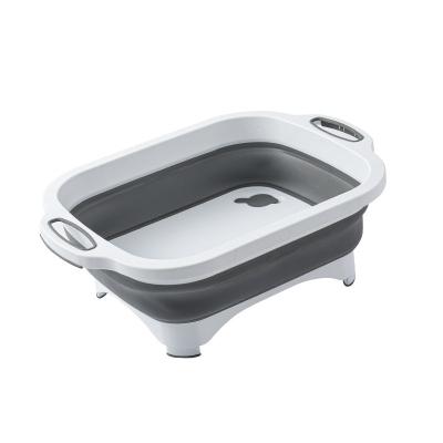 China Sustainable Plastic Folding Dish Tub Sink Drain Lavatory Kitchen Fruit Vegetable Storage Cutting Plate for sale