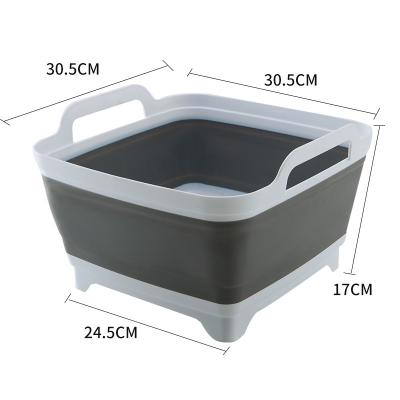 China Sustainable Plastic Folding Dish Tub Sink Drain Wash Basin With Handle Kitchen Fruit Vegetable Drying Storage Basket for sale