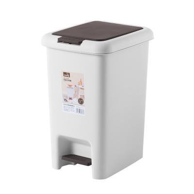 China 15L PP Foot Pedal Noise Hand Bin Viable Plastic Case Waste Paper Basket Rubbish Bins for sale