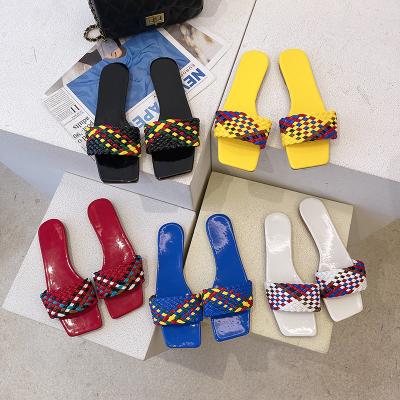 China Multicolor Summer Women's Slippers Vacation Fashion Multicolor Cushioning Casual External Net Flat Bottom Sandals Celebrity Big Size For Woman for sale