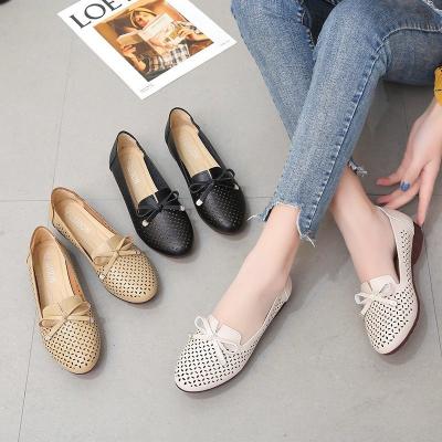 China Wholesale New Design Anti-odor 2022 China Soft PU Platform Women's Breathable Loafers Hollowed Out Women Summer Flats for sale