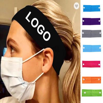 China Fashion Face Support Button Friendly Material Headband For Nurses Women Men Yoga Sports Workout Turban Heawrap For Everyone for sale