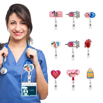 China ID Card Badge Holding Nurse ID Badge Reel With Custom Retractable Felt Clip For Nurse Accessories for sale